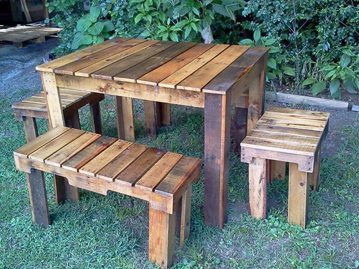 Pallets Benches and Table Set for Farm | Pallet Ideas