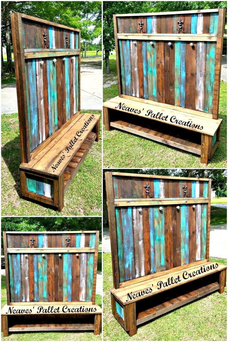 Wooden Pallets Made Customized Hall Tree Pallet Ideas