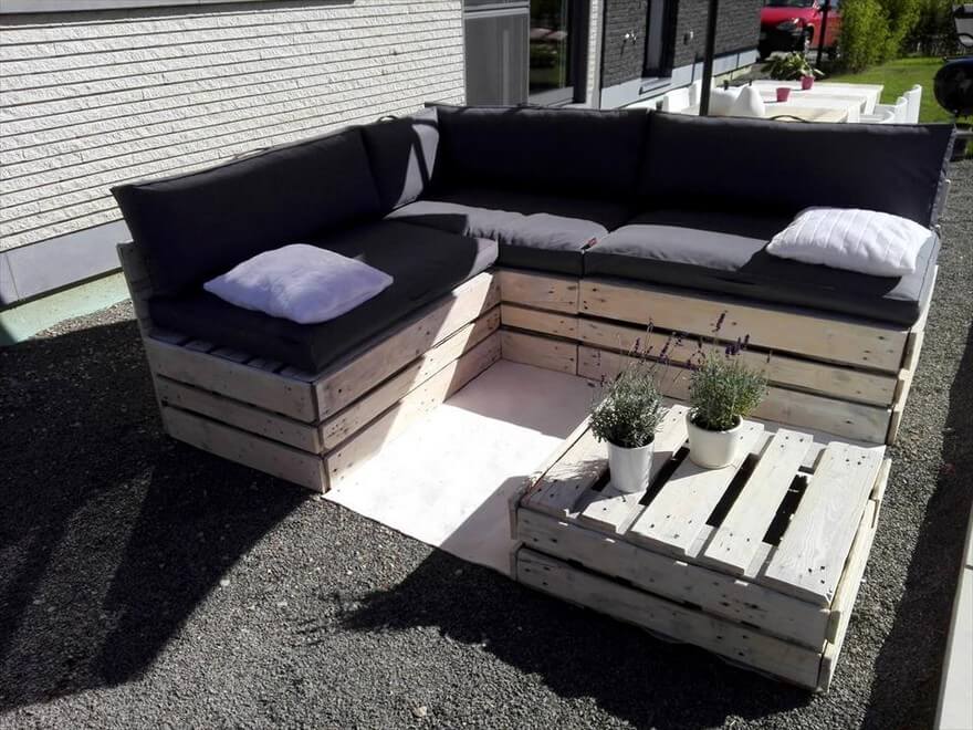 L shape pallet garden sales furniture